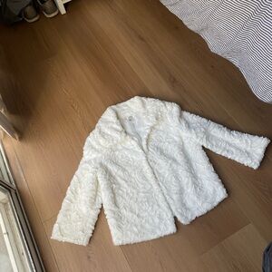 Women’s Vintage John Paul Richard White Faux Fur Jacket, Size S